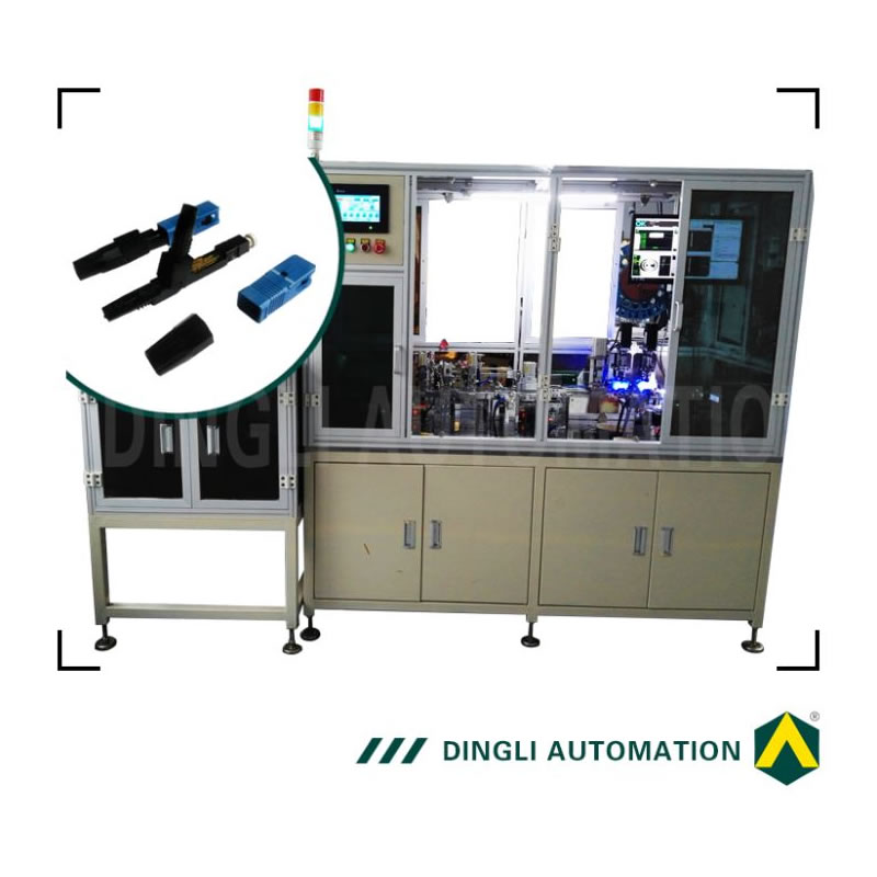 Assemblaggio automatico di connettori in fibra e macchina di prova