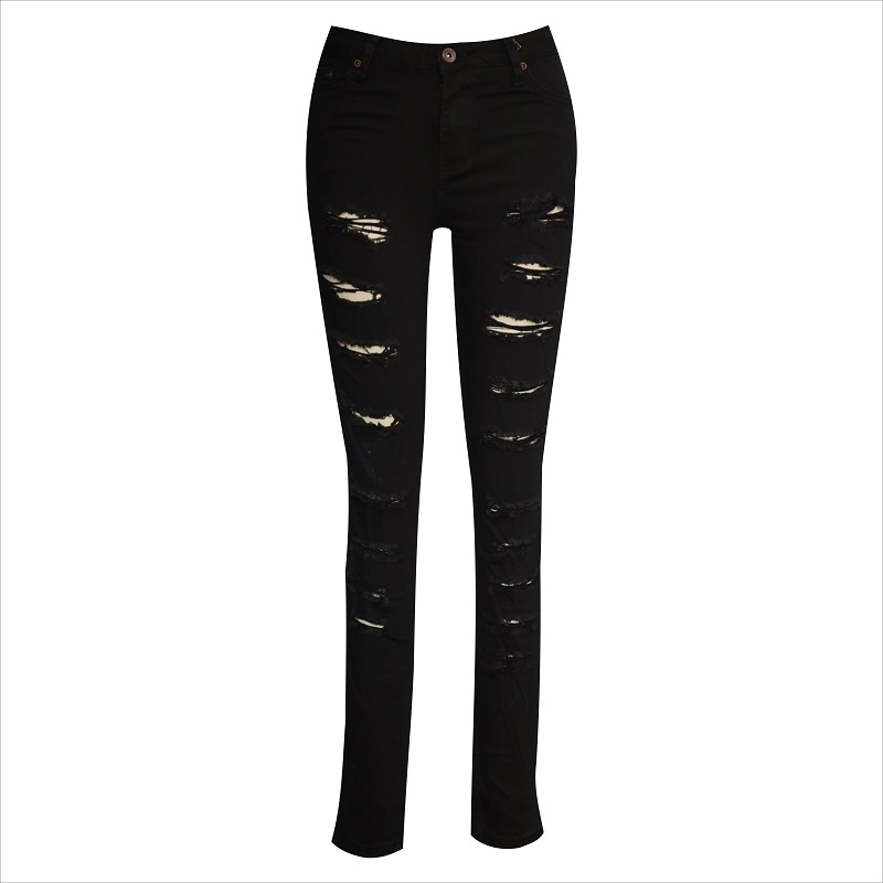 Jeans skinny strappati all-over WS1015