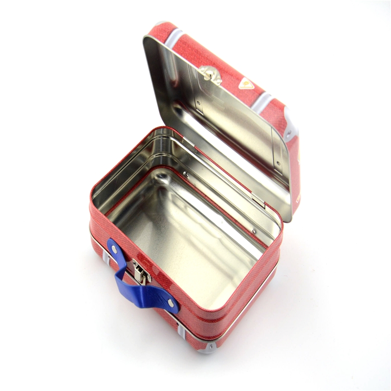 2108 scatola di latta pranzo rettangolare personalizzata con maniglia e serratura