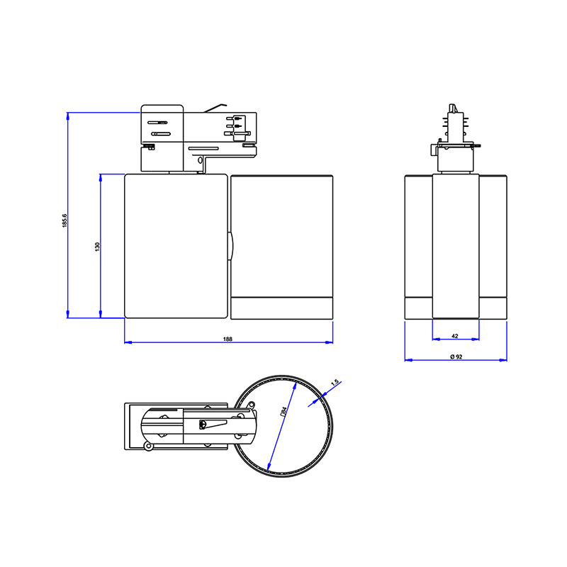 7W-50W Apparecchio a luce bianca per interni a led dimmerabile a binario dimmerabile a led