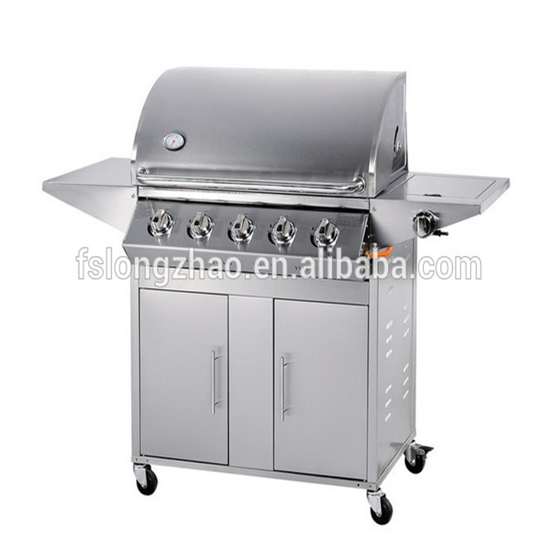 Grill a gas per barbecue all'aperto in acciaio inox a 5 fuochi