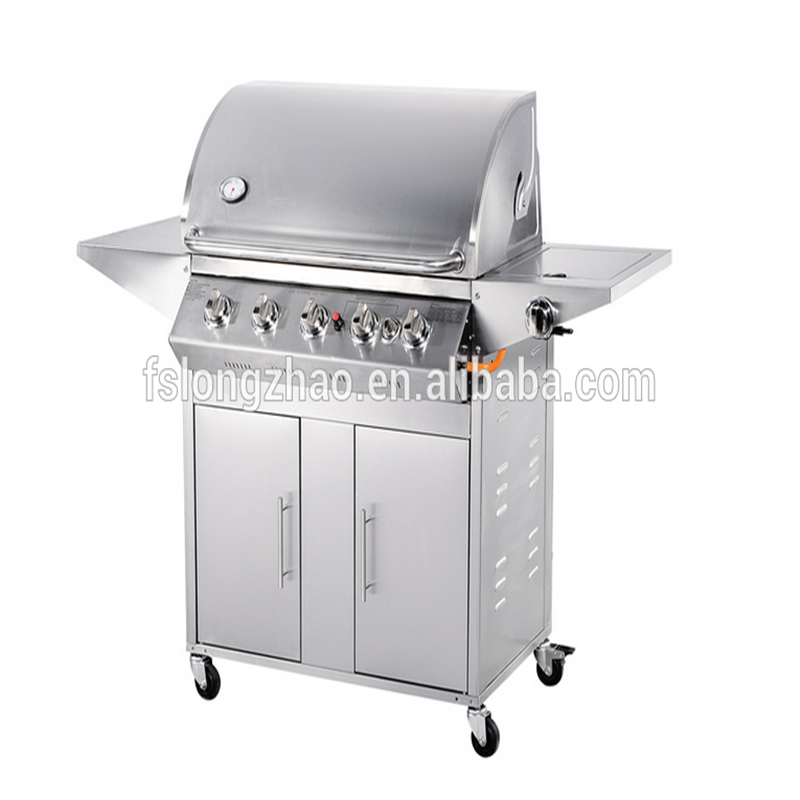 Grill a gas per barbecue all'aperto in acciaio inox a 5 fuochi