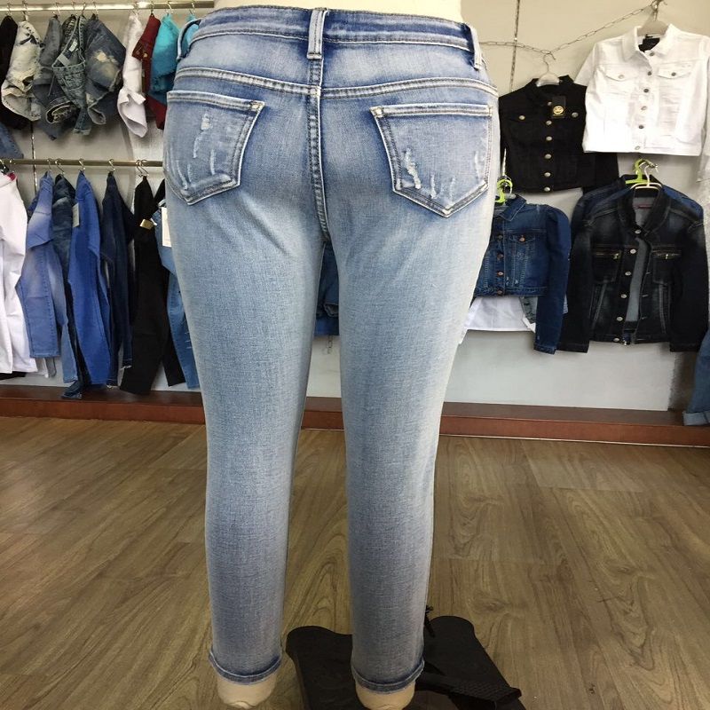 la candeggina lavare rip hem jeans attillati ws109057