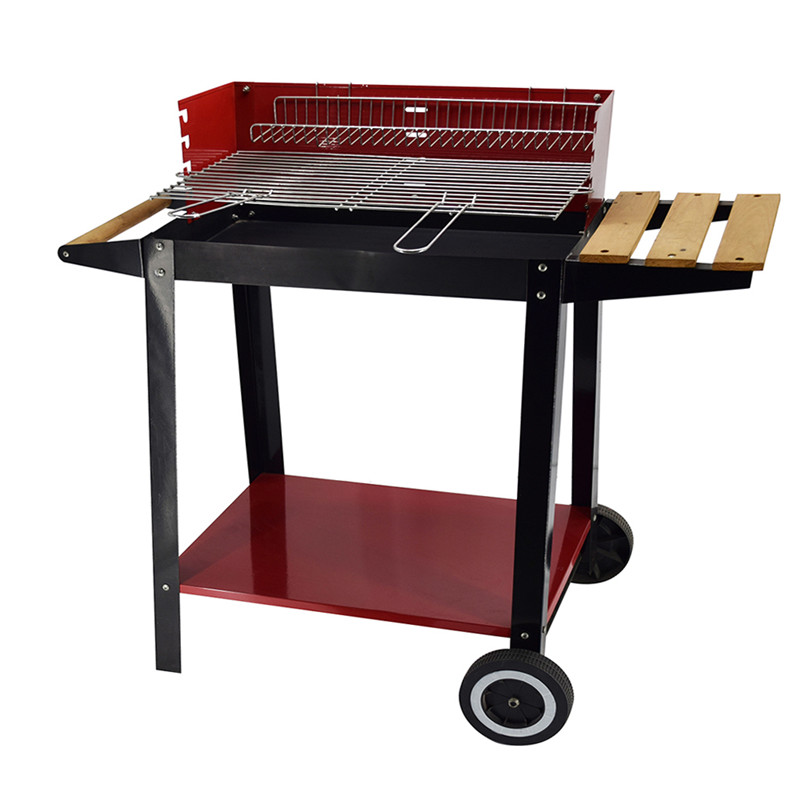 un barbecue grill trolley pollo girarrosto all'ingrosso carbone barbecue grill con tavolino