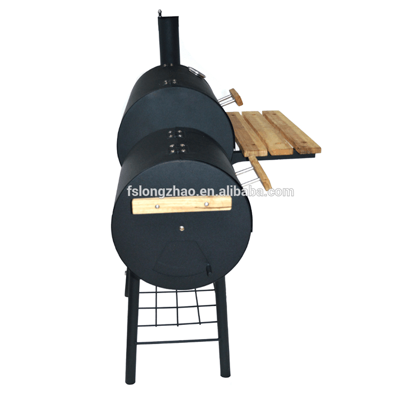 alta qualità due / double / twin barile barbecue con camino fumatore e legno tabella