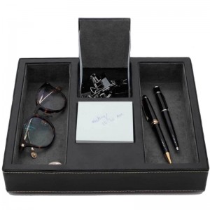 Vassoio di servizio in pelle nera