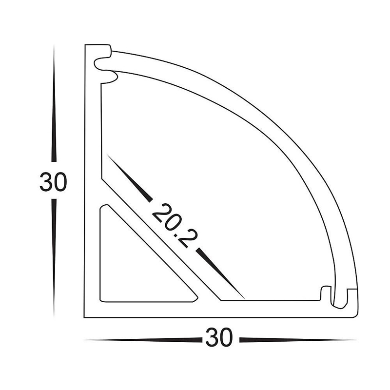 Luce lineare a LED ad angolo in alluminio Profilo LED 6063-T5 Luce lineare in alluminio in lega di alluminio