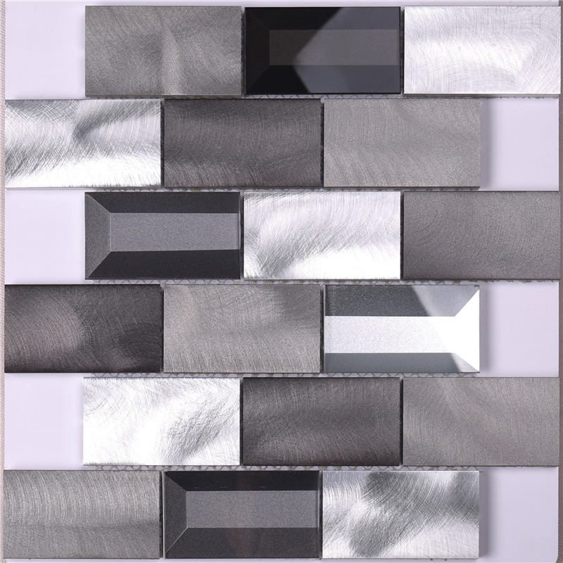 luce / grigio scuro in vetro alluminio mix paraspruzzi muro della cucina mattonella