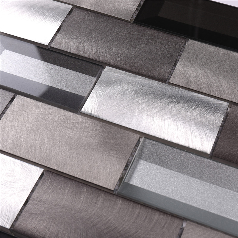 luce / grigio scuro in vetro alluminio mix paraspruzzi muro della cucina mattonella