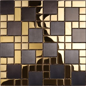 hsw18138 forma quadrata nero oro mosaico piastrelle mix