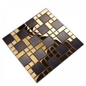 hsw18138 forma quadrata nero oro mosaico piastrelle mix