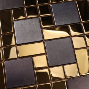 hsw18138 forma quadrata nero oro mosaico piastrelle mix