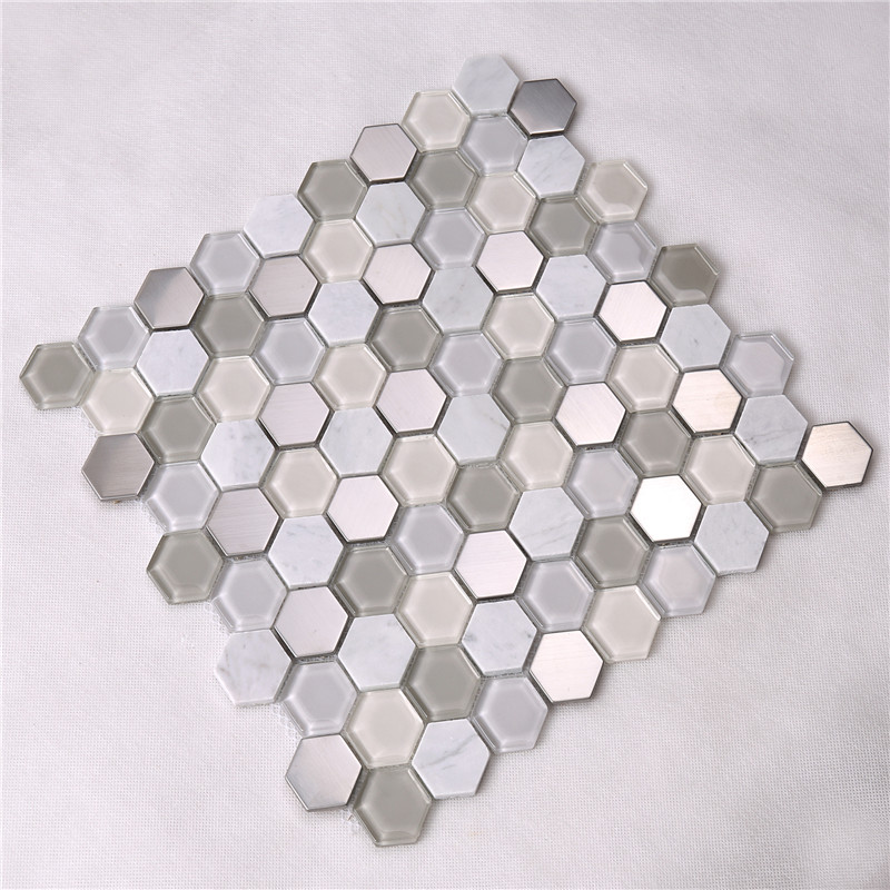 esagono vetro mosaico mattonelle a forma di diamante