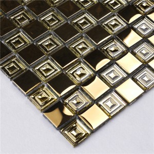 hdt10 metà est stile golden metal cercando electroplated vetro mosaico piastrelle quadrate