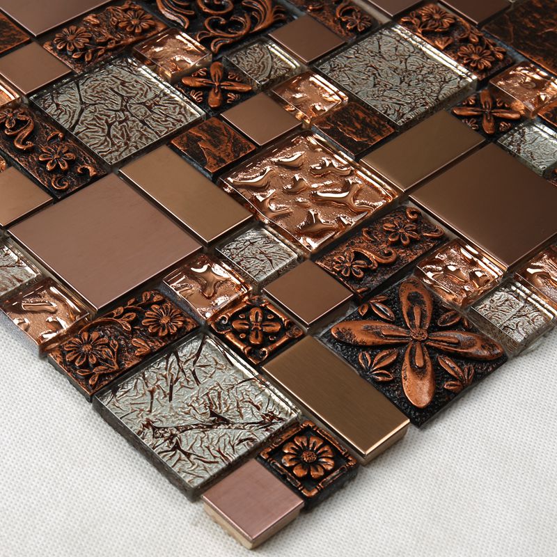 un antico rose in lamina d'oro di vetro intagliato cucina paraspruzzi tessera al mosaico di resina