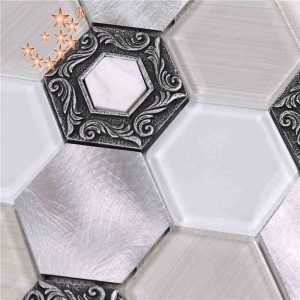 premio piastrelle decorative spazzolato lega hexagon vetro mosaico ristorante decorazione muro bianco