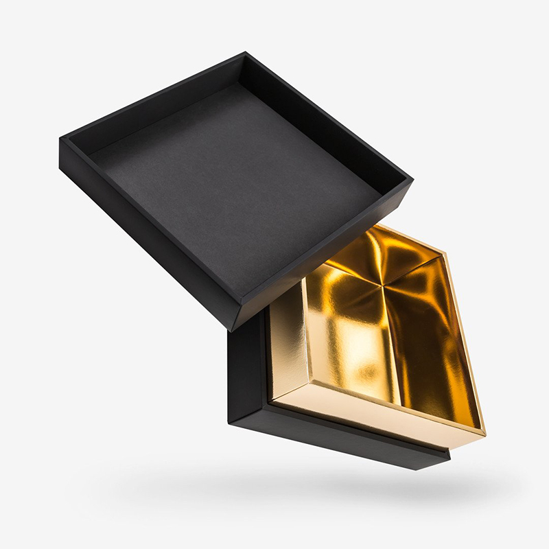 Scatole regalo di imballaggio di cartone nero riciclato design personalizzato con nastro