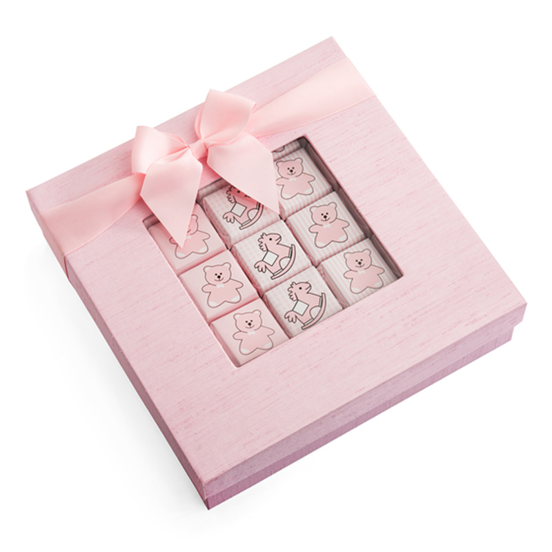 scatola di cartone pieghevole quadrata rigida di cartone rosa