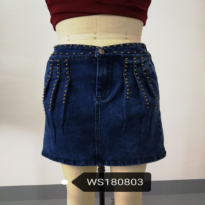 gonne in denim da donna con borchie WS324