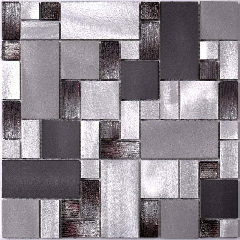 Tegola a mosaico in vetro stratificato color alluminio