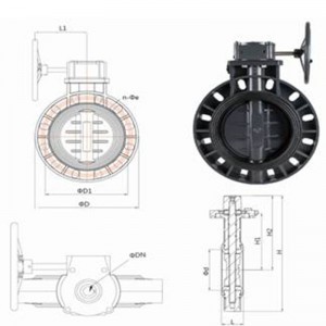 valvola a farfalla upvc con ingranaggio