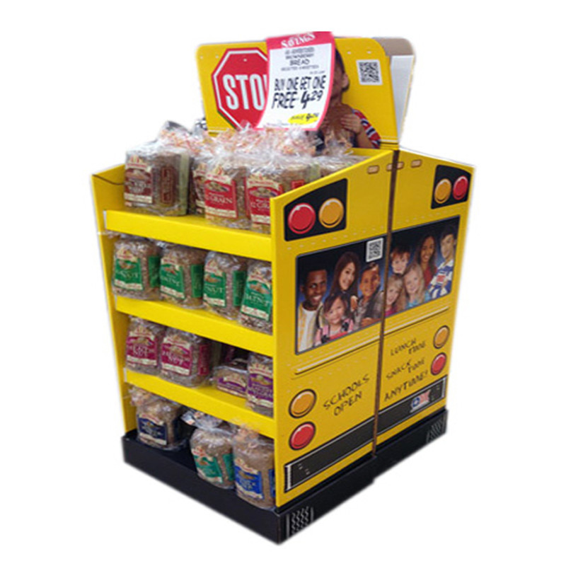 Display retroilluminato innovativo del pavimento del cartone di carta dello scaffale / fila per i biscotti / biscotti / pane / scaffali del cioccolato