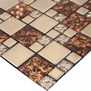Nuovo design Foglia d'oro multiplo mosaico in vetro e pietra a motivo impermeabile