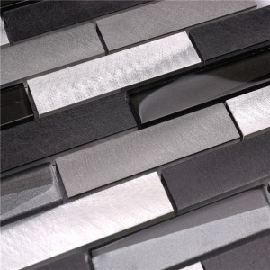 Miscela di mattoni mosaico in vetro ad incastro metallico