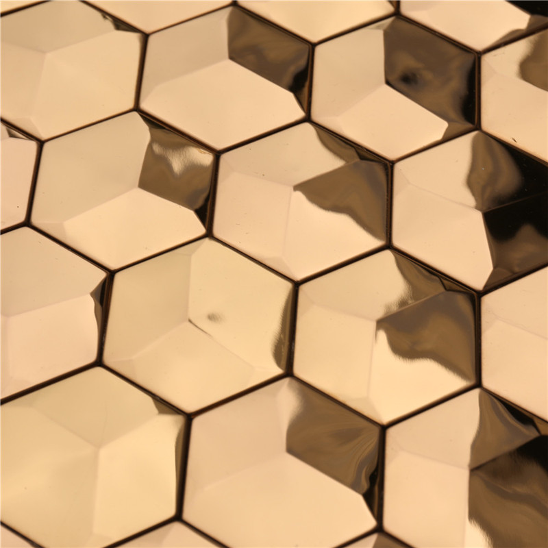 Piastrelle per pareti in metallo esagonale di lusso 3D oro Art Decor