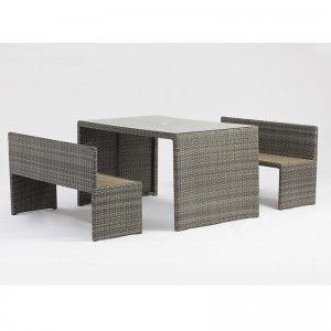 tavolo da giardino in alluminio rattan rettangolo panchina arredo da esterno con portaombrelli