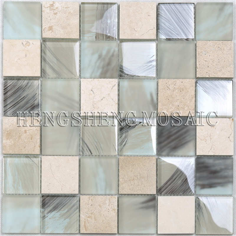 Mattonelle ceramiche miste del modello di vetro del mosaico delle pareti della decorazione del salone antico YMS23