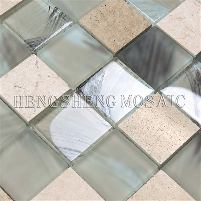 Mattonelle ceramiche miste del modello di vetro del mosaico delle pareti della decorazione del salone antico YMS23