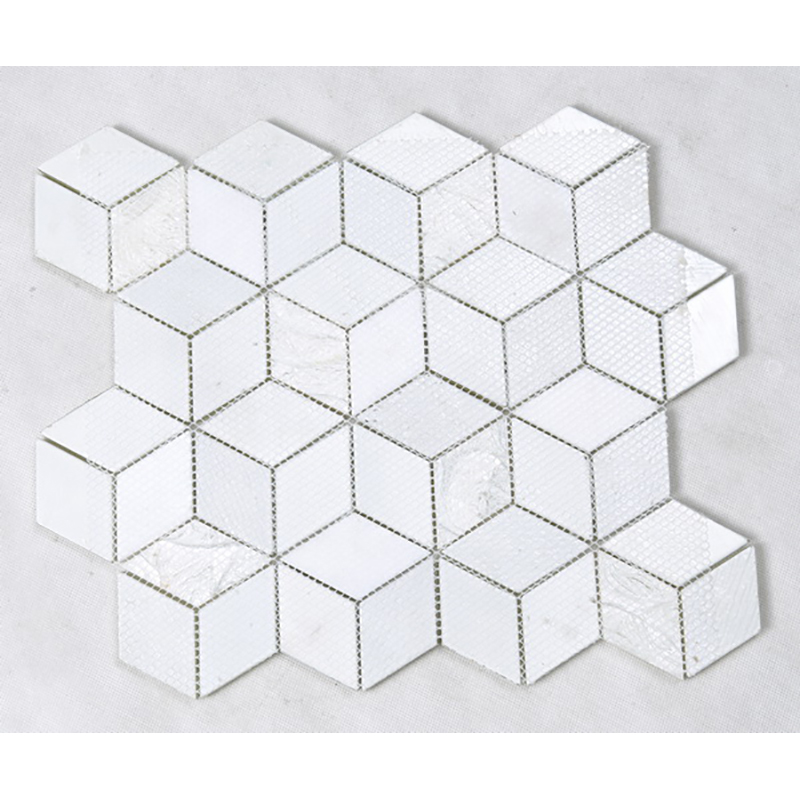 Mattonelle bianche delle mattonelle del controsoffitto della decorazione del controsoffitto della cucina del mosaico di vetro di esagono di cristallo di effetto 3D