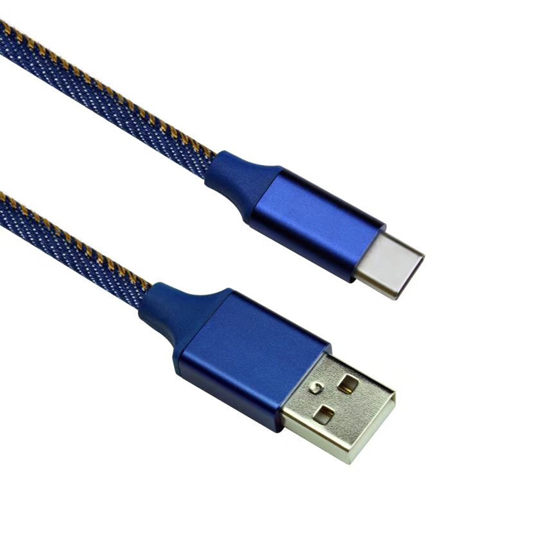 KPS-6403CB Cavo USB in maglia di denim in lega di alluminio