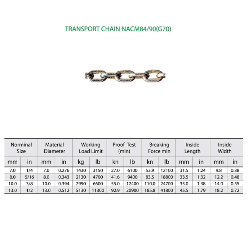 Catena di trasporto in acciaio legato G70 Nacm-96 YZ