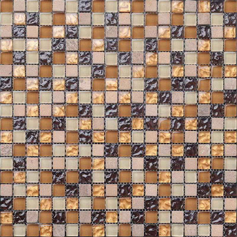 Mattonelle decorative della parete del bagno dello stagno di mosaico della pietra luminosa mista della miscela di cristallo luminosa KS28