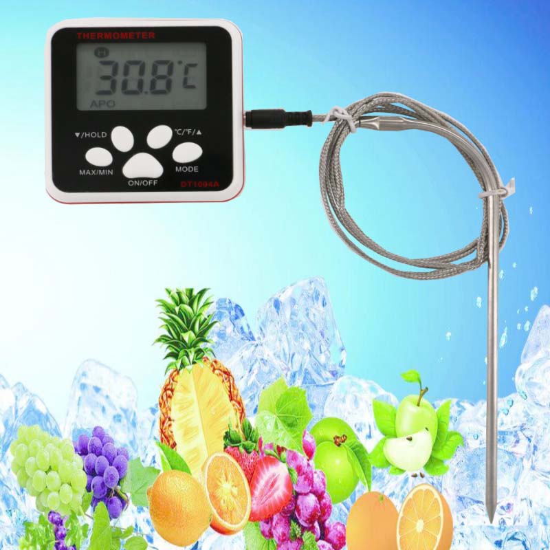 Il filo lungo e la sonda di un termometro per alimenti possono presentare un allarme di variazione della temperatura