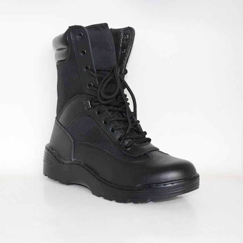 Stivale tattico con tomaia in pelle rivestita in PU nero