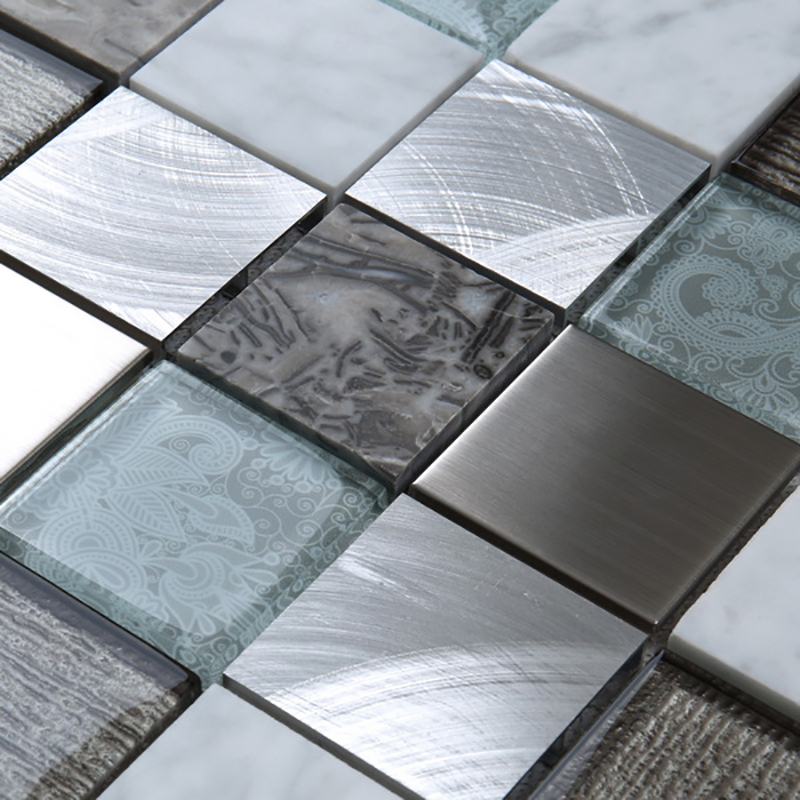 Ultima tessera di vetro di marmo mista di metallo di alluminio di progettazione moderna per le pareti di Backsplash della cucina