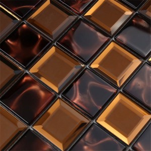 HXY37 Nuovo Design Quadrato Verona Vetro unico con bordo smussato Specchiato a mosaico Piastrella Copper Backsplash in vetro