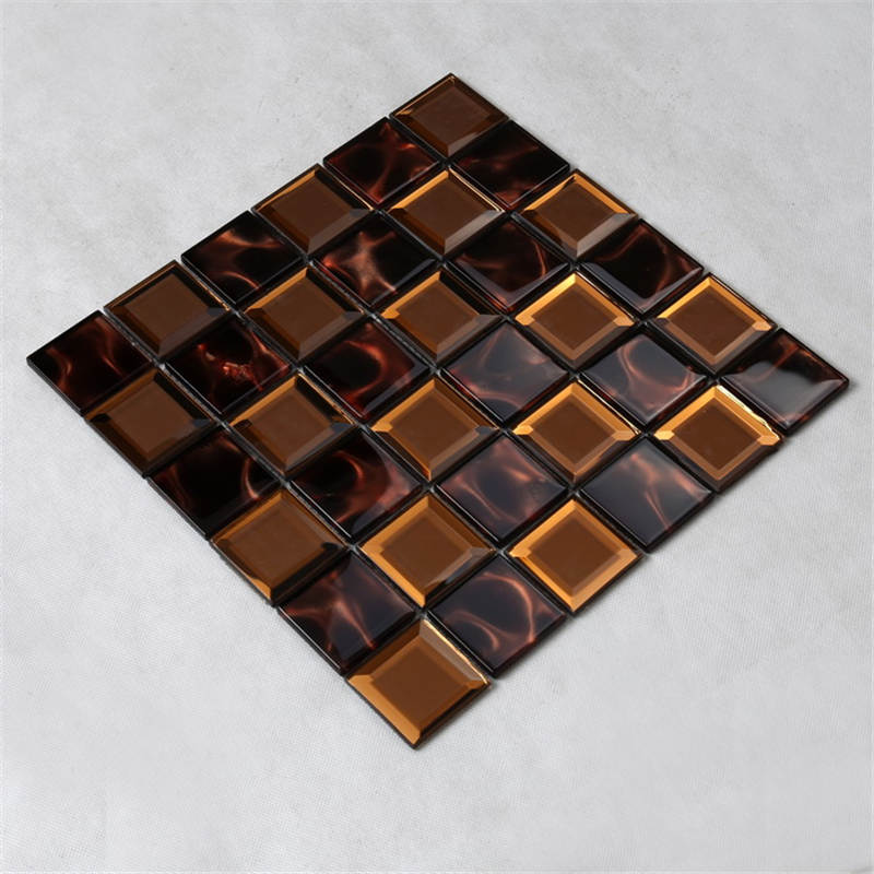 HXY37 Nuovo Design Quadrato Verona Vetro unico con bordo smussato Specchiato a mosaico Piastrella Copper Backsplash in vetro