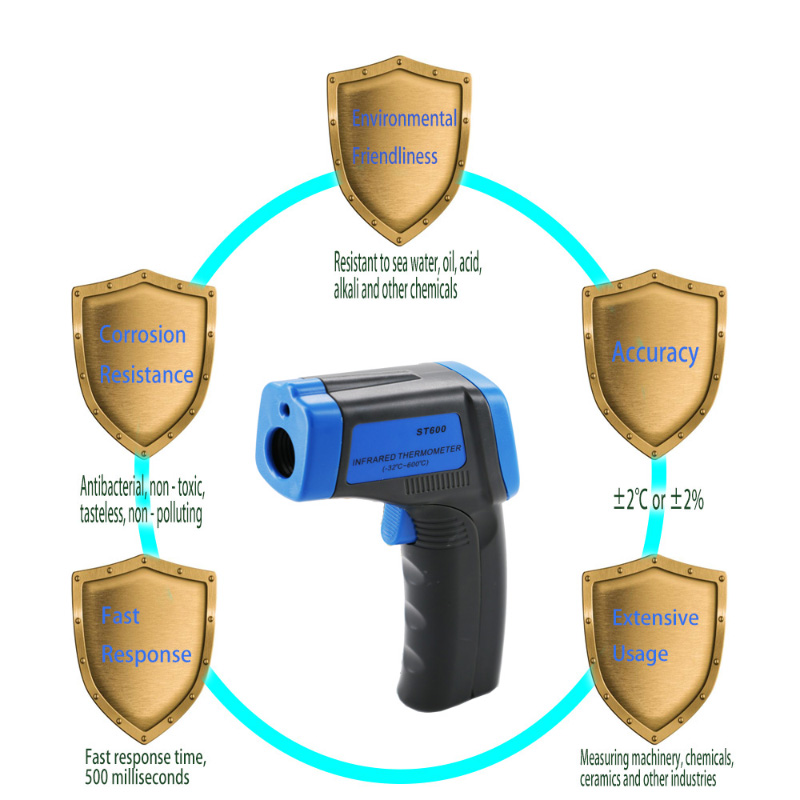 Pistola termica senza contatto con termometro a infrarossi per uso industriale con emissività regolabile