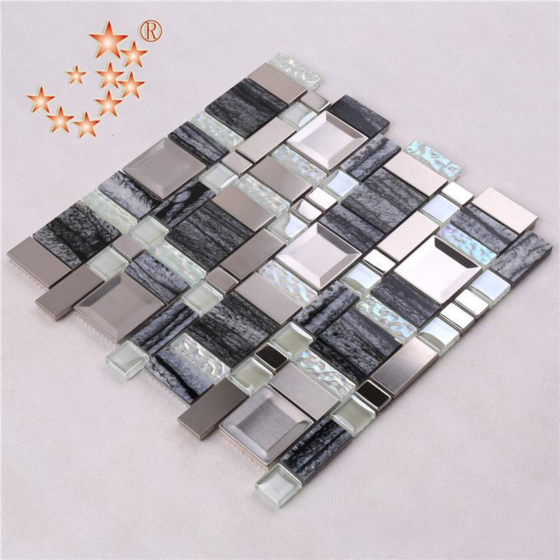 Mosaico di decorazione della casa della decorazione del mosaico di vetro della resina della miscela dell'acciaio inossidabile del materiale da costruzione AE48