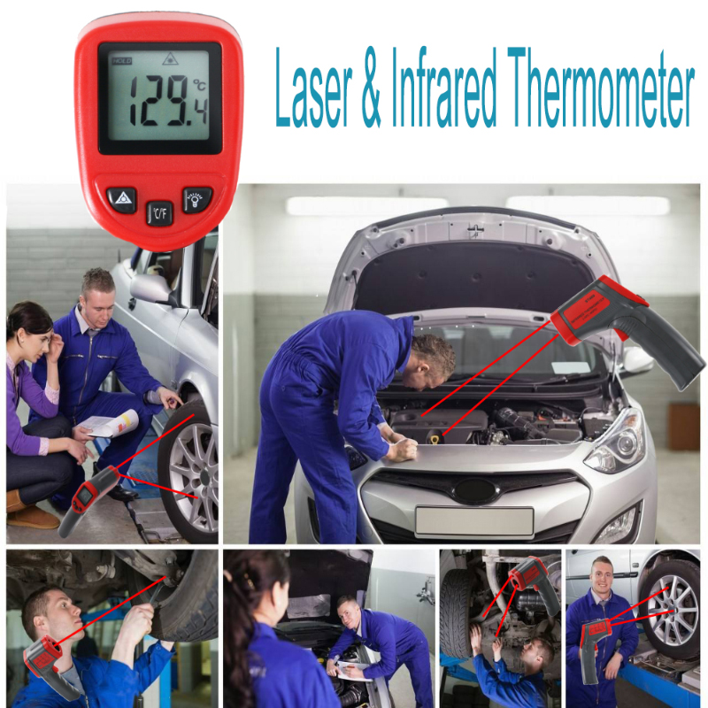 Termometro industriale a infrarossi Termometro a spot 12: 1 Pistola laser digitale a contatto