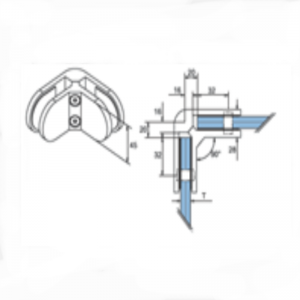 Morsetto per vetro medio da 90 gradi in acciaio inossidabile
