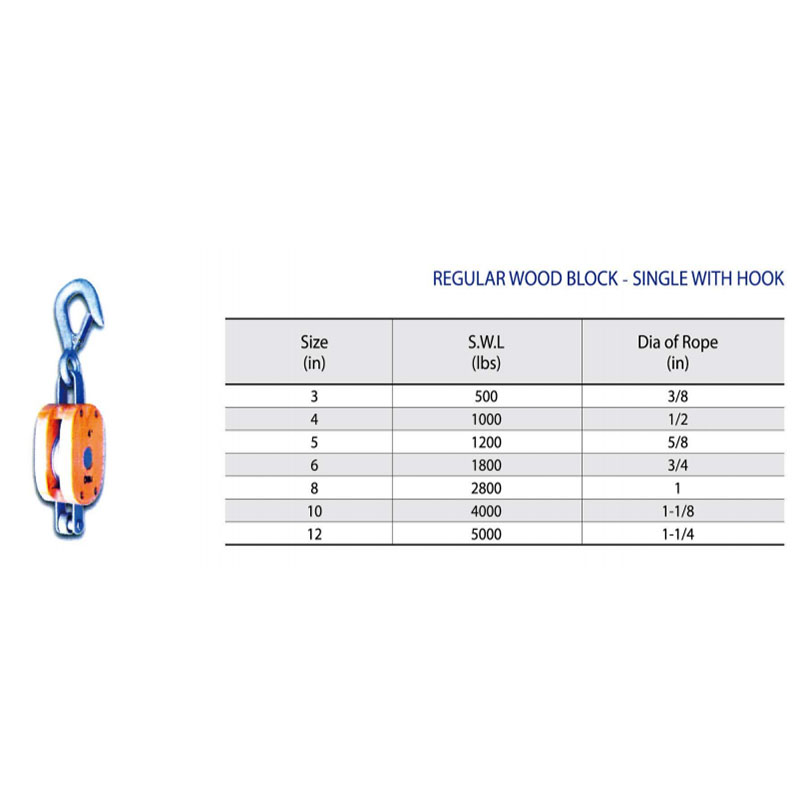 Blocco di legno regolare-Single con gancio