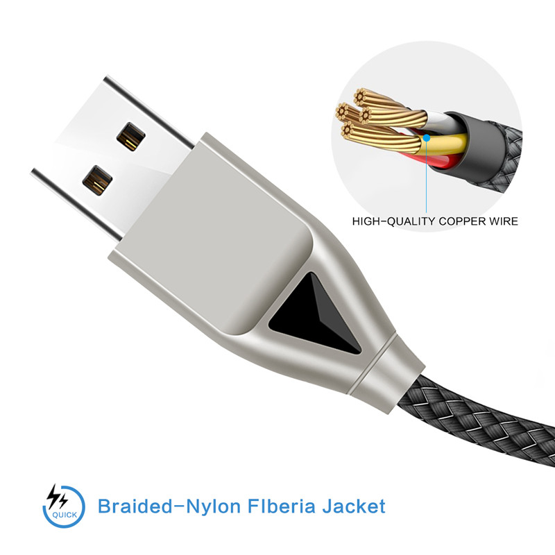 Cavo USB in nylon KPS-8449CB -diamond type-c / lighting / micro