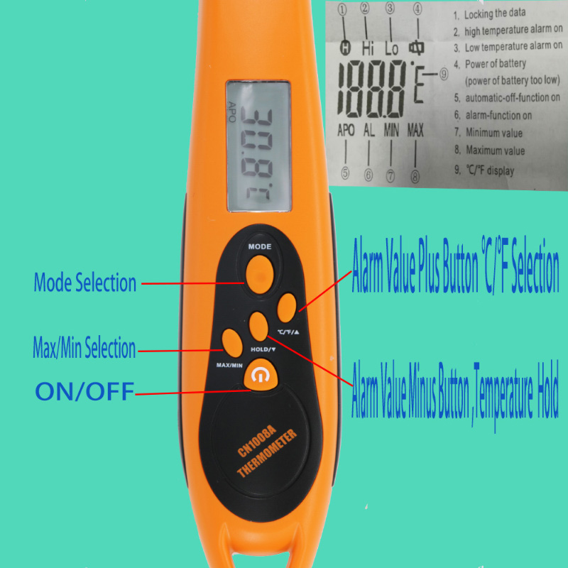 Termometro per carne a lettura istantanea da cucina digitale a microonde con sonda in acciaio inossidabile