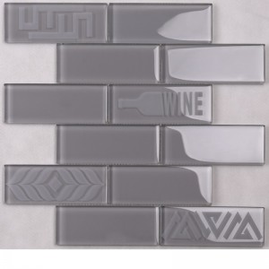 HSP53 Vendita calda Cucina Bagno Modello Mattone di vetro Mosaico Subway Tile Grigio