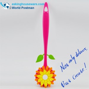 AKLBB001 Spazzola per pulizia morbida a forma di fiore con manico lungo